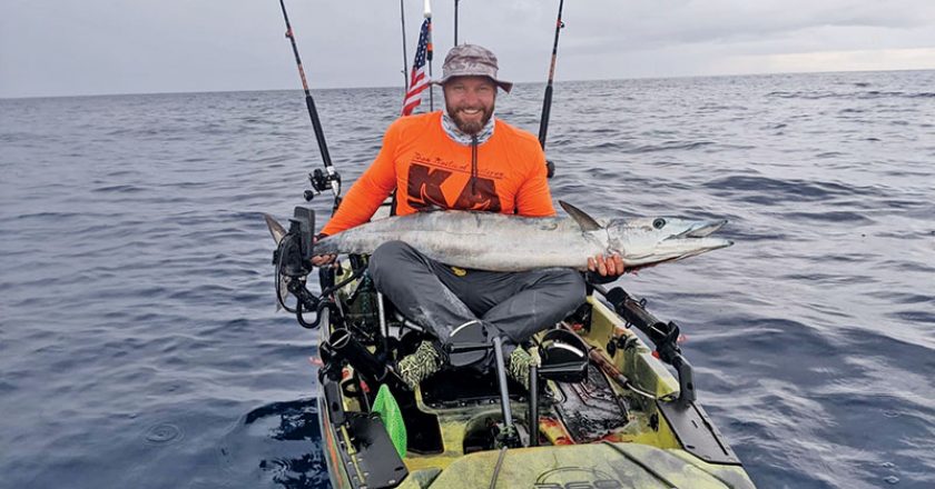 Shaun Roles scored a solid wahoo on a live gog in 250 feet off Pompano Beach.