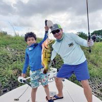 Seven year old Ian Paguaga scored a nice peacock while fishing with his Uncle Bob.