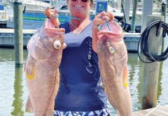 Nikki Heenan slayed a pair of yellowedge grouper on a Pulley Ridge trip aboard the American Patriot.