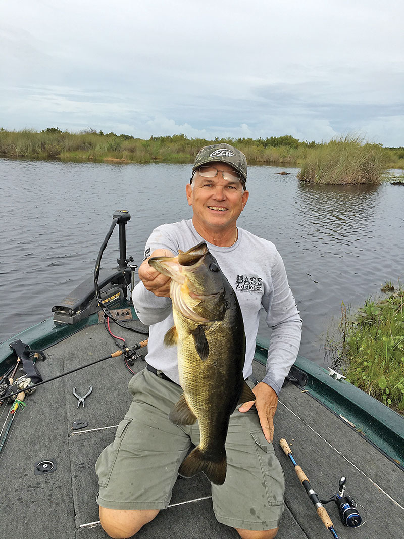 Skip Reed with a beautiful Loxahatchee Refuge Largemouth Bass.