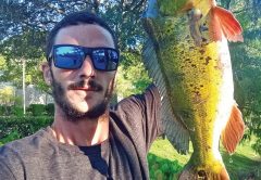 Steve Mistretta with a healthy Coral Springs peacock bass.