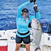 Robyn Naber slayed this amberjack while fishing aboard Bouncer's Dusky 33.