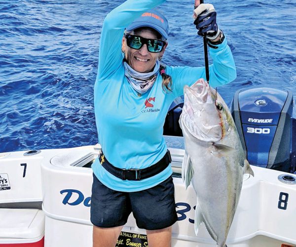 Robyn Naber slayed this amberjack while fishing aboard Bouncer's Dusky 33.