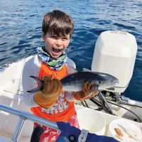 7 year old Lucas caught this blue runner while fishing with his uncle Joe out of Pompano Beach.