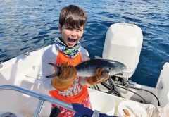 7 year old Lucas caught this blue runner while fishing with his uncle Joe out of Pompano Beach.