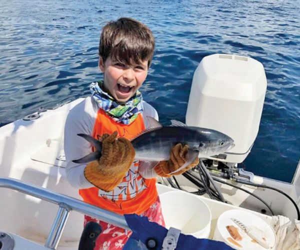 7 year old Lucas caught this blue runner while fishing with his uncle Joe out of Pompano Beach.