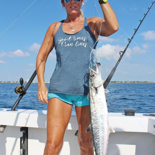 Rhonda Bunker slayed a nice kingfish with Father and Son Sportfishing.