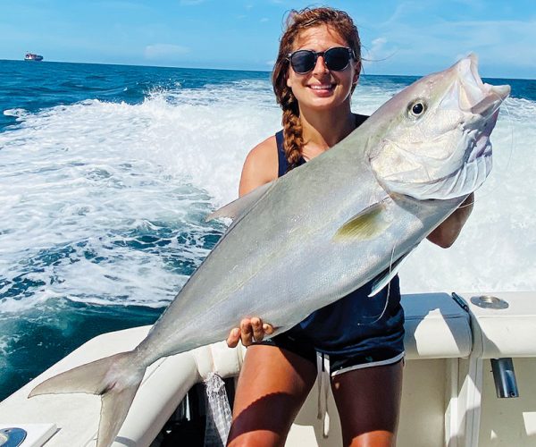 Big amberjack caught by this lady angler while fishing with New Lattitude Sportfishing.