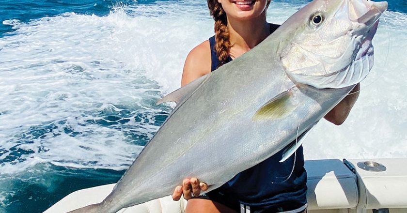 Big amberjack caught by this lady angler while fishing with New Lattitude Sportfishing.