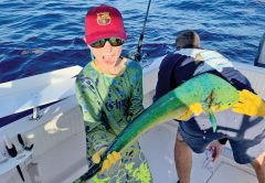 Sean O’Connor caught this gaffer on an Ilander lure, ten miles off Pompano Beach.