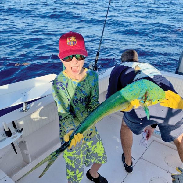 Sean O’Connor caught this gaffer on an Ilander lure, ten miles off Pompano Beach.