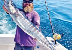 Jimmy with a nice wahoo caught aboard the New Lattitude.