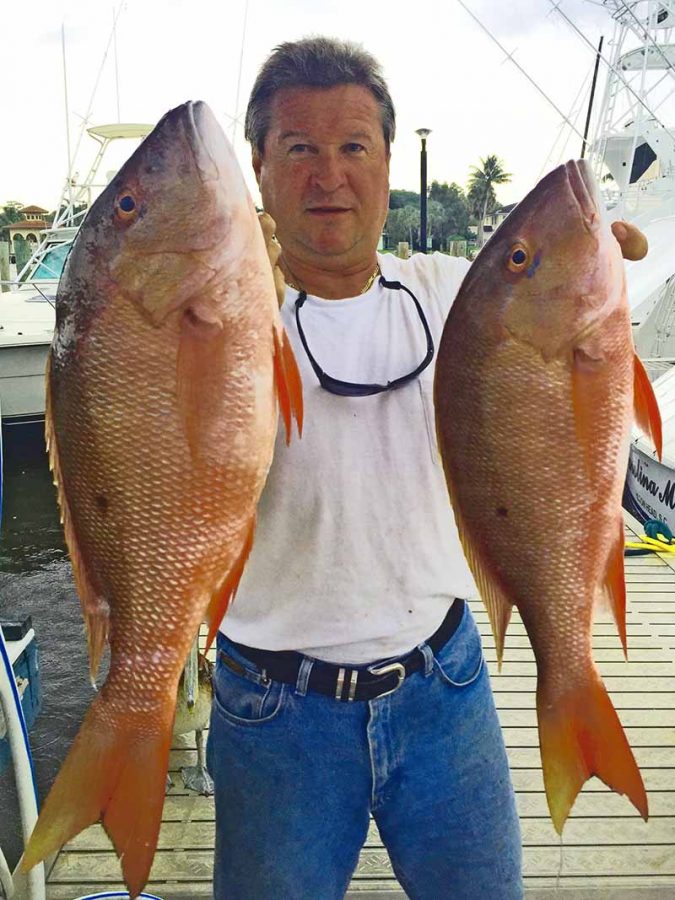 Snapper and January go together. A couple of pretty muttons caught by Ivan Savric aboard the Safari 1. Photo credit: Safari 1.