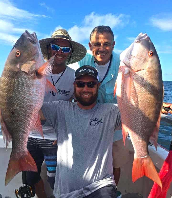 Two big mutton snappers for anglers fising aboard the Lady Stuart partyboat out of Hutchinson Island Marriott Marina. Photo contributed by William Miller.