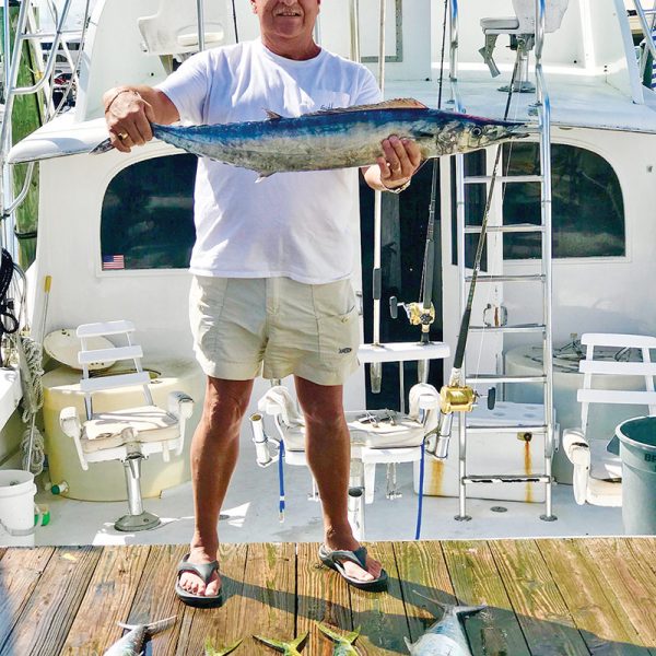 Nice catch of a wahoo and some dolphin by Tom on a sportfish charter.