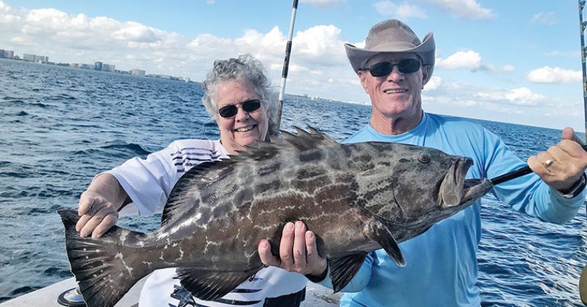Nice grouper for these happy anglers aboard the 'New Lattitude' Sportfishing Boat.