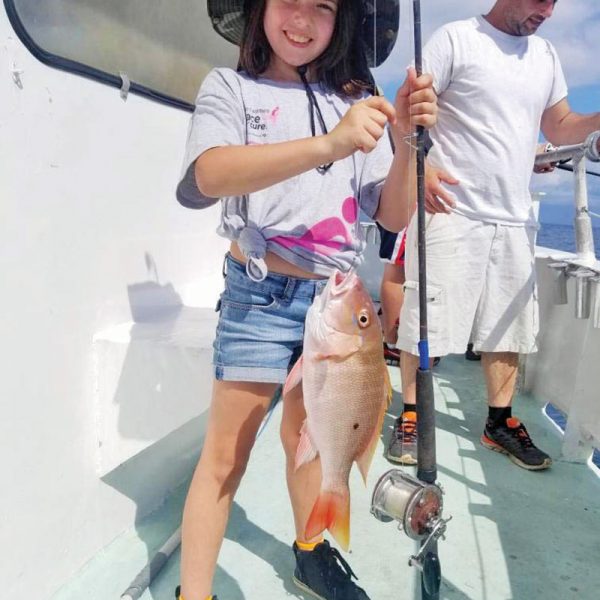 Nice mutton snapper caught by this fisher gal aboard the Catch My Drift.