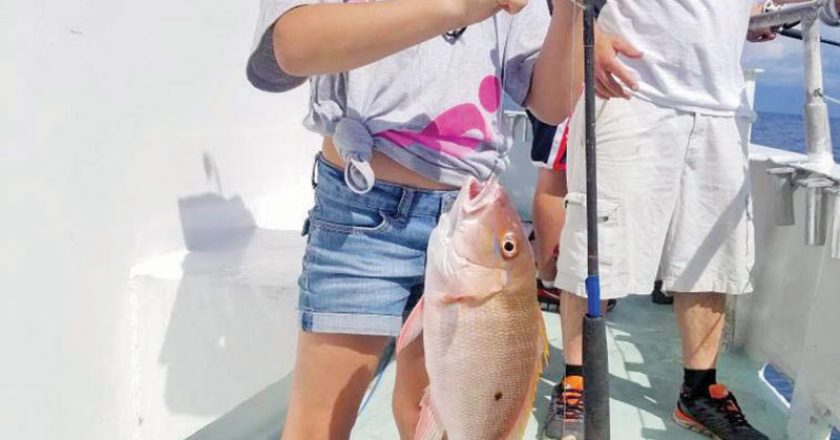 Nice mutton snapper caught by this fisher gal aboard the Catch My Drift.