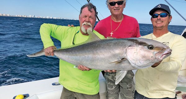 Rod, Tim and John with a big amberjack brought up off a wreck.