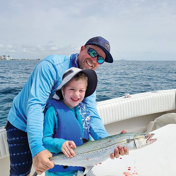 Five year old Jacob caught this cero mackerel with the help of his Uncle Ryan.