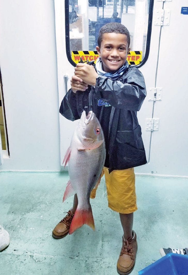 This kiddo caught this nice mutton snapper night fishing aboard the Catch My Drift.
