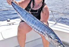 Tiffany Reed caught this nice wahoo by pulling a planer in 950 feet off Fort Lauderdale.