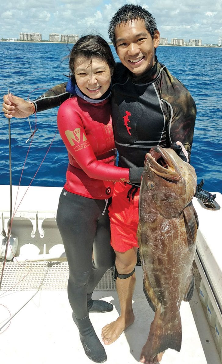 Wayne and Yen with a personal best 31 inch black grouper.