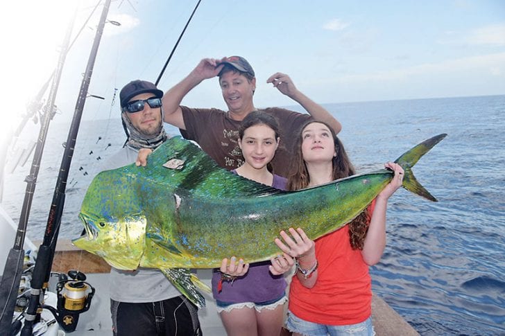 Big bull dolphin caught aboard the Double Threat.