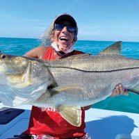 David Lawrence caught this monster snook using a live croaker on the outgoing tide.