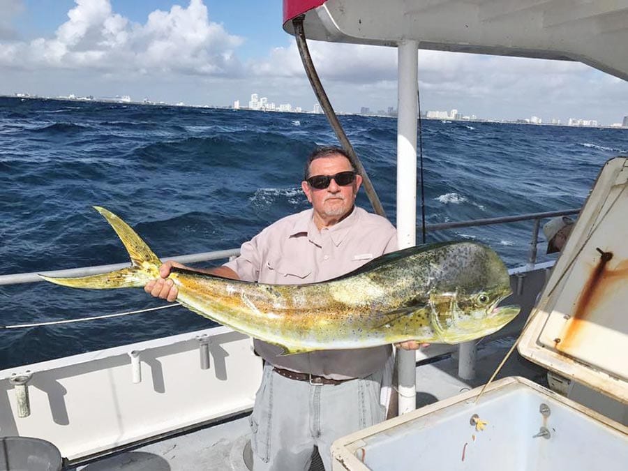 Ray caught this big bull dolphin aboard the Catch My Drift.