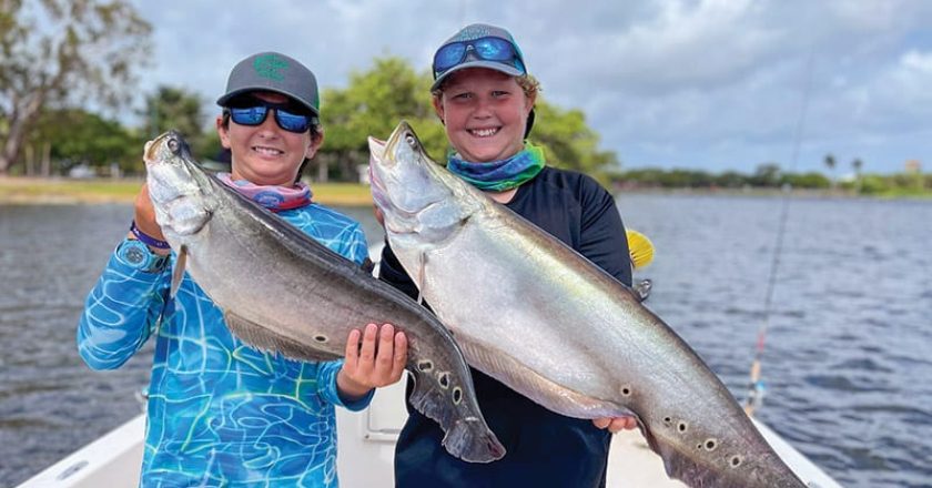 Johnny and Denton doubled up on clown knifefish for Denton’s 13th birthday fishing trip with South Florida Sportfishing.