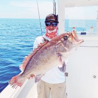 Capt. TJ Ralph of Flatline Sportfishing teamed up with Capt. Vinny Sacks of YB Normal Sportfishing and bagged a stud snowy grouper.