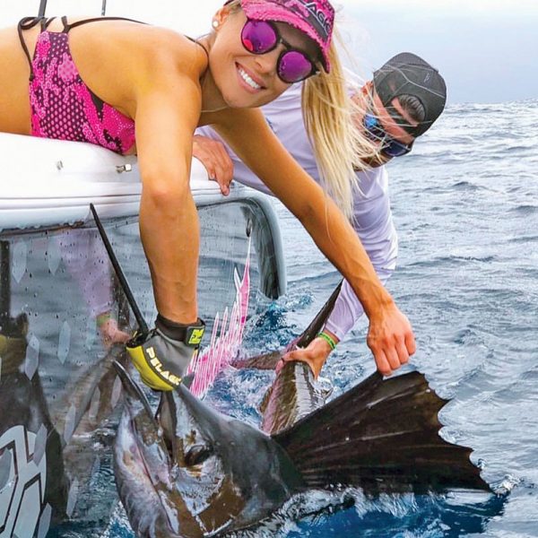 Capt. Mark DiDario of Father and Son Sportfishing put Allison Renn from Jacksonville on her first sailfish.