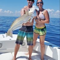 Rob Scheer & Sammi Cohen with nice golden tilefish caught in 800 feet out of Hillsboro Inlet.