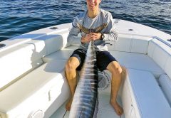 Elliot London, owner of BaitStrips, caught this 65lb wahoo out of Hillsboro inlet on his very own product, BaitStrips.