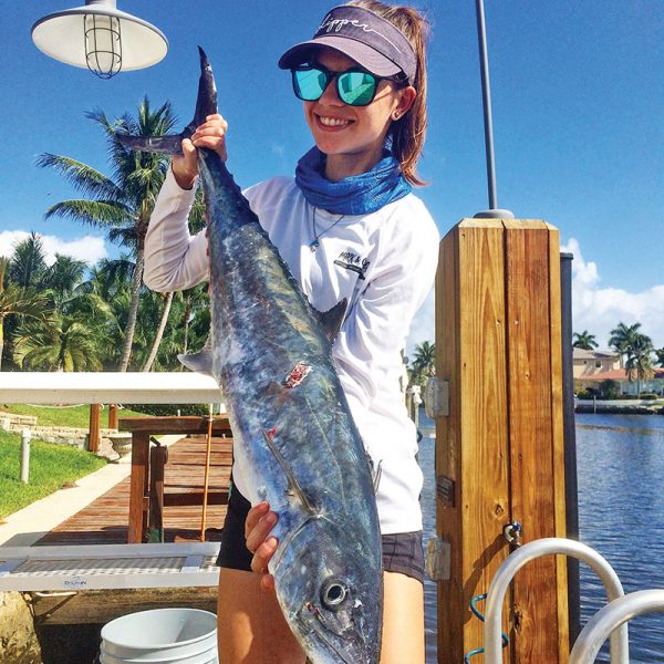 Erin McMenemy slayed this kingfish off Deerfield Beach using a live blue runner.