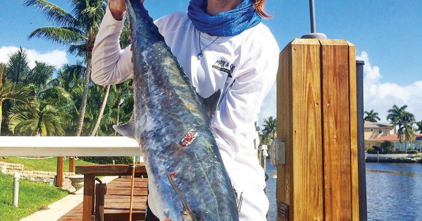 Erin McMenemy slayed this kingfish off Deerfield Beach using a live blue runner.