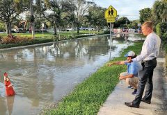 Jeff Maggio and Mike Lambrechts discussing the second sewer line break at George English Park.
