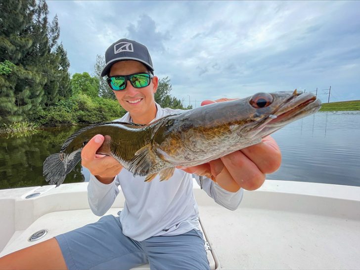 Capt. Johnny Stabile with a bullseye snakehead.