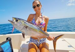 Laura Battye caught this nice blackfin tuna while fishing with Capt. Johnny Stabile.
