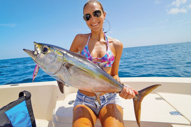 Laura Battye caught this nice blackfin tuna while fishing with Capt. Johnny Stabile.