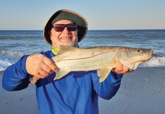 Beautiful beach snook caught on sand fleas.
