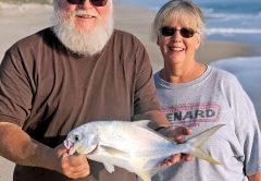 Surf fishing for pompano pretty much always provides excitement and happiness.