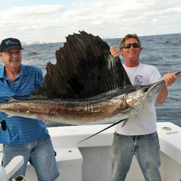 Capt Rod and Alan's big sailfish caught with New Lattitude Sportfishing.