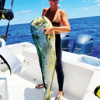 Jennifer Hodge hauled in this monsterous mahi fishing about 50 miles east of the Brevard coastline.