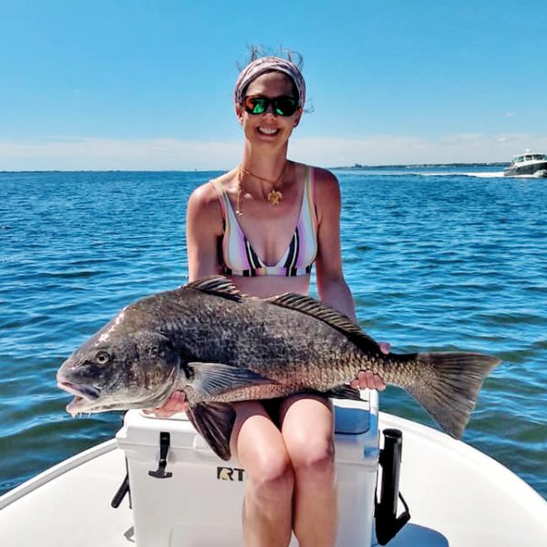 Michelle Wyatt caught this hefty black drum in Titusville.