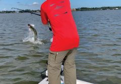 Zach Catlett hooked a nice birthday tarpon on a trip with Fineline Fishing Charters.