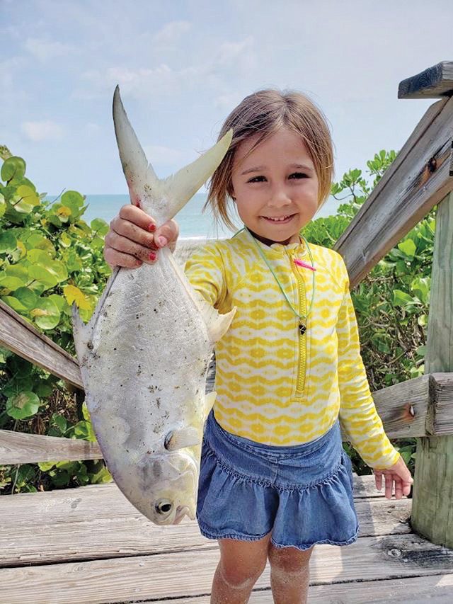 Carina Caravello caught herself a nice pompano in the Brevard surf recently. Great job, girl!