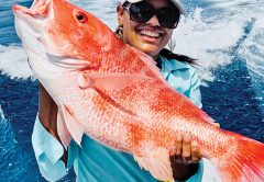 Claudia Patrizio shows off her first red snapper ever, caught recently off Cape Canaveral. Nice job!