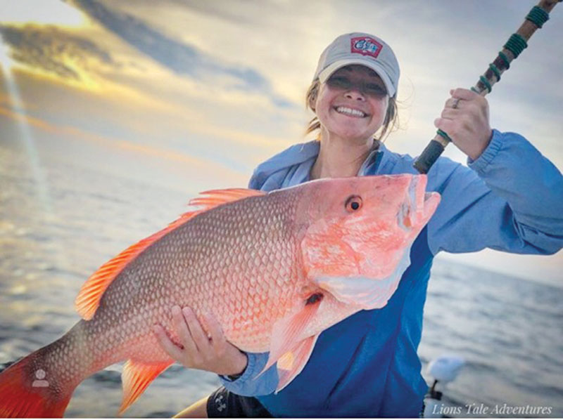 A nice snapper caught aboard Lion’s Tale Adventures.